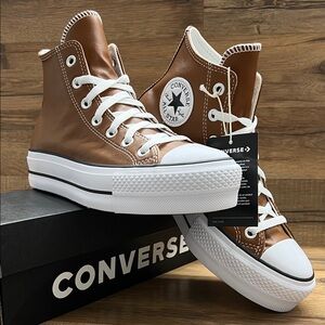 Converse Tan High-Top platform Sneakers